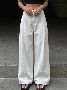 DAZY High Waist Wide Leg Pants - White - View 11