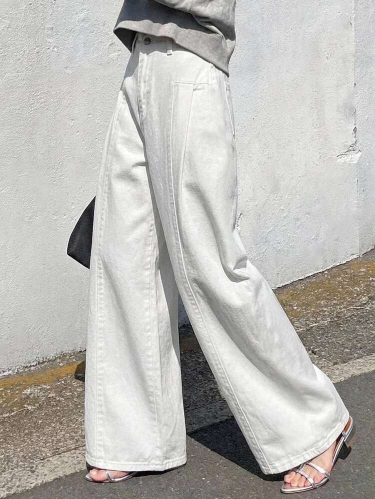 DAZY High Waist Wide Leg Pants - White - View 10