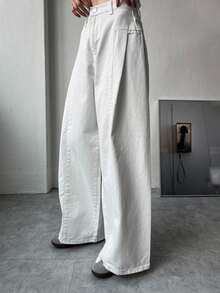 DAZY High Waist Wide Leg Pants - White - View 7