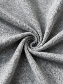 Louniche Elegant Round Neck Long Sleeve Lace Hem Design Women's Sweater - Grey - View 8