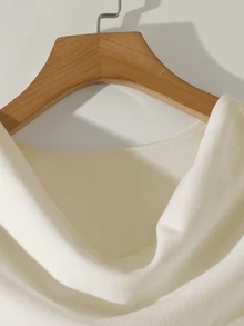 Franclia Women's Unique French Style Drape Collar Layering T-Shirt, Spring/Autumn - White - View 5