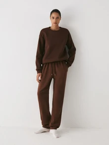 YARNWELL Women's Jogger Sweatpants With Pockets Cotton Blend Casual Pants Everyday Essential For Daily Work Lounge Homewear Travel Brown Summer - Coffee Brown - View 4