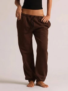 YARNWELL Women's Jogger Sweatpants With Pockets Cotton Blend Casual Pants Everyday Essential For Daily Work Lounge Homewear Travel Brown Summer - Coffee Brown - View 9