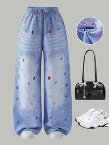 SHEIN Tween Girls Pants - Blue - View 3