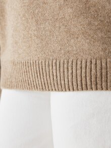 YARNWELL Women's V-Neck Minimalist Daily Textured Long Sleeve Solid Color Pullover Sweater Winter - Coffee Brown - View 8