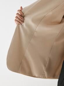 YARNWELL Plus Size Fashion Versatile Commuter Blazer - Coffee Brown - View 11