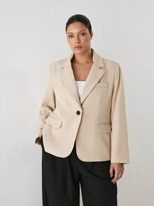 YARNWELL Plus Size Fashion Versatile Commuter Blazer - Coffee Brown - View 2