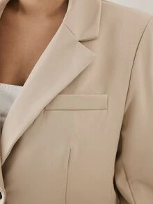 YARNWELL Plus Size Fashion Versatile Commuter Blazer - Coffee Brown - View 9