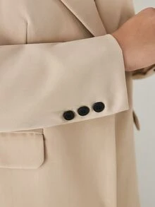 YARNWELL Plus Size Fashion Versatile Commuter Blazer - Coffee Brown - View 7