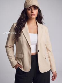 YARNWELL Plus Size Fashion Versatile Commuter Blazer - Coffee Brown - View 1