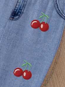 Souflis Souflis Spring Summer Girls Casual Fashion Fruit Cherry Pattern Letter Print T-Shirt And Flared Pants Set,Comfortable Daily Wear School Back-To-School Outfit - Multicolor - View 6