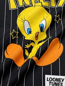 LOONEY TUNES X SHEIN 女款卡通動物印花圓領短袖休閒百搭T恤 - 白色 - 查看 5