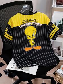LOONEY TUNES X SHEIN 女款卡通動物印花圓領短袖休閒百搭T恤 - 白色 - 查看 2
