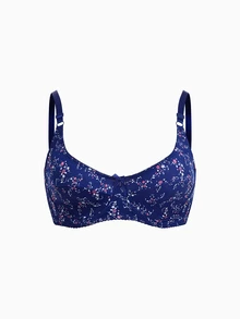 Slumbrini 3pcs Plus Size Printed Fashion Bras For Women, Adjustable Straps, Supportive, Thin Fabric, Underwire, Suitable For Larger Busts - Multicolor - View 3