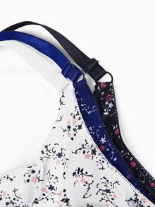 Slumbrini 3pcs Plus Size Printed Fashion Bras For Women, Adjustable Straps, Supportive, Thin Fabric, Underwire, Suitable For Larger Busts - Multicolor - View 7