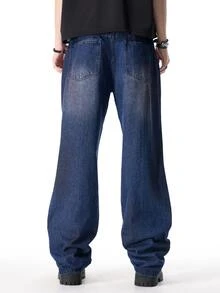 ROMWE MEN Street Life Men's Fashion Rhinestone Decorated Jeans - Blue - View 3