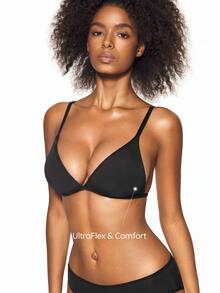 SHAPORA 1pc Women's Solid Color Deep V Large U-Back Triangle Cup Wireless Non-Padded Bra - Black - View 4