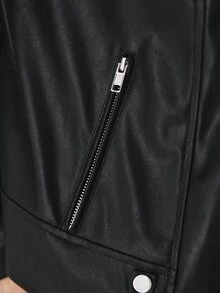 YARNWELL Women's Faux Leather Jacket With Metal Trim – Classic Everyday Coat, Versatile Essential For Daily, Work & Fall Travel Winter - Black - View 9