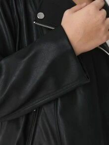 YARNWELL Women's Faux Leather Jacket With Metal Trim – Classic Everyday Coat, Versatile Essential For Daily, Work & Fall Travel Winter - Black - View 7