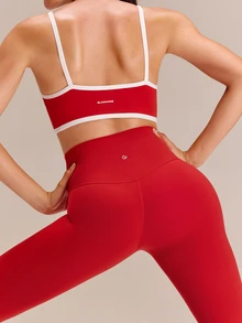 GLOWMODE 28" FeatherFit™ Crossover Red Leggings Gym  Spring Summer - Fiery Red - View 5