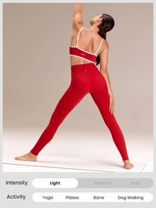 GLOWMODE 28" FeatherFit™ Crossover Red Leggings Gym  Spring Summer - Fiery Red - View 8