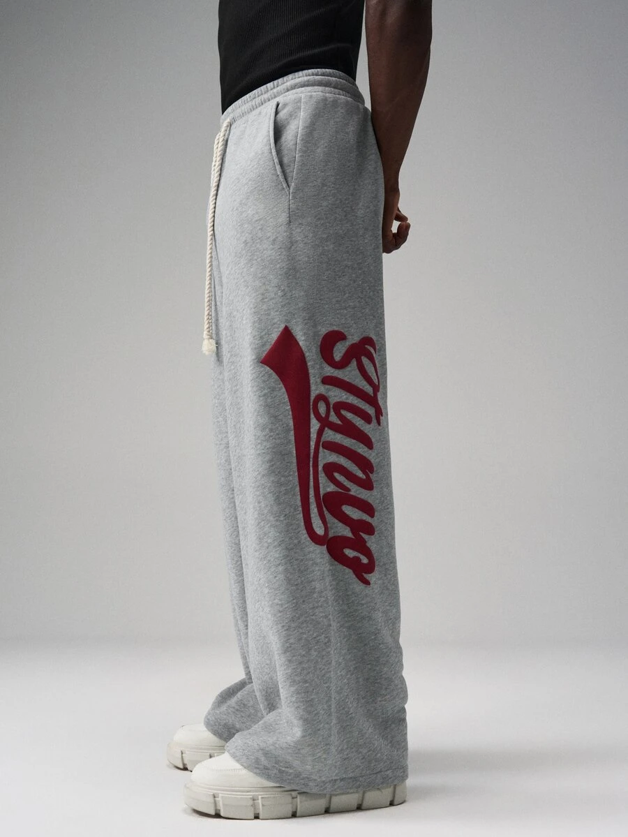 STYNVO Men's Casual Loose Letter Print Sweatpants - Grey - View 1