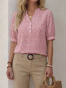 EMERY ROSE Atasan Kasual Wanita untuk Liburan Musim Panas Motif Bunga Kecil Warna Pink - MultiWarna - View 3