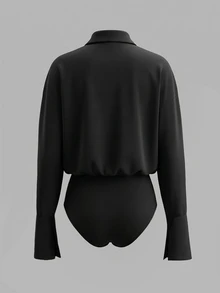 Cévolie 女士休闲日常通勤百搭连体衣 - 黑色 - 查看 2