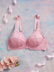 Elorette Plus Size Lace Underwire Bra, 1pc - Pink - View 5