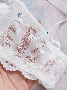 Elorette 1pc Plus Size Women Lace Patchwork Comfortable Underwire Bra, Lift - White - View 4