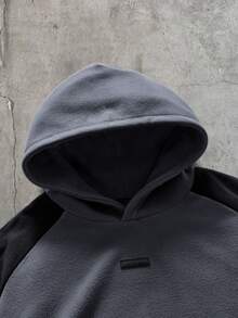 AXEPEAK 男士針織時尚日常年輕休閒寬鬆長袖連帽衫 - 深灰色 - 查看 4
