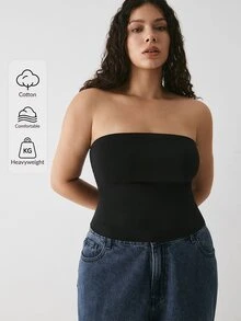 YARNWELL Women's Basic Ribbed Tube Top – Cotton Stretch Strapless Cami, Everyday Essential For Daily, Beach & Vacation - Black - View 14