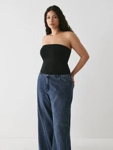 YARNWELL Women's Basic Ribbed Tube Top – Cotton Stretch Strapless Cami, Everyday Essential For Daily, Beach & Vacation - Black - View 5