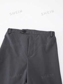SHEIN 4 件套 Tween Boy 高级优雅时尚宴会婚礼舞台表演主持人服装套装。西装外套 + 修身背心 + 纯白长袖衬衫 + 休闲裤 4 件套，适合晚宴、派对、主持、舞台表演、聚会、T 台、洗礼、商务、生日派对、婚礼、毕业典礼和各种场合，适合所有季节 - 深灰色 - 查看 7