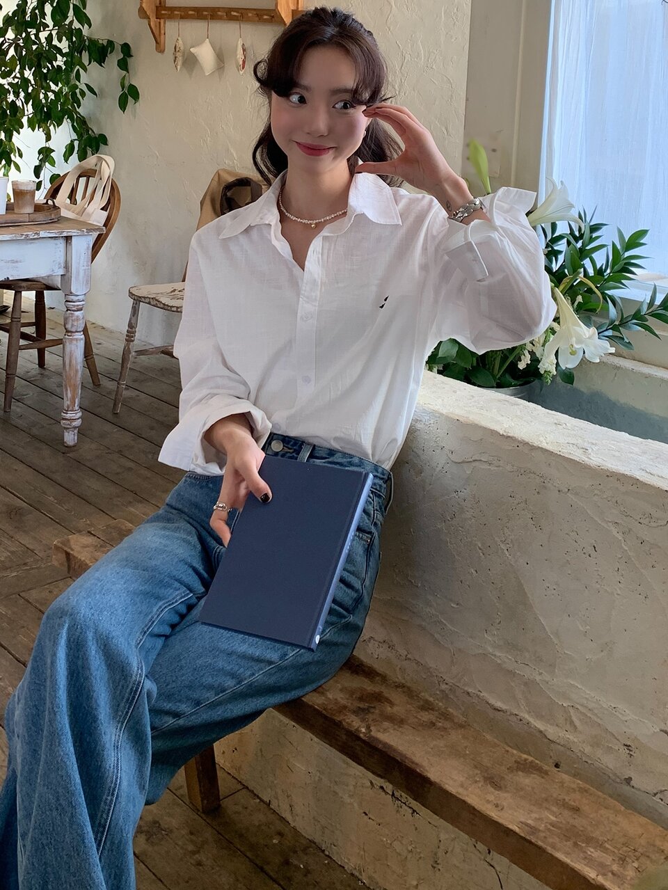 Women's Casual Embroidered Loose Long Sleeve Turndown Collar Blouse, Fashion & Versatile For Spring/Summer,Fall Clothes
