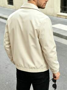 Manfinity Homme Men's Casual Solid Color Jacket, Versatile Young Street Style, Comfortable And Easy To Wear, Fashionable Button Jacket - Apricot - View 2