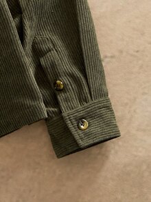 HIMLAND 男士休閒燈芯絨翻領夾克，適合日常穿著 - 黑色 - 查看 5