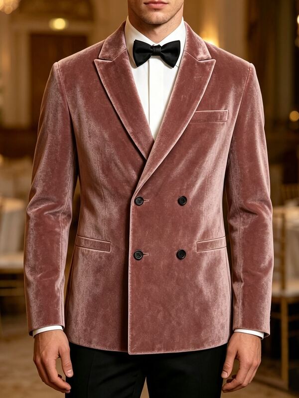Manfinity AFTRDRK Men Velvet Peak Collar Double Breasted Placket Blazer