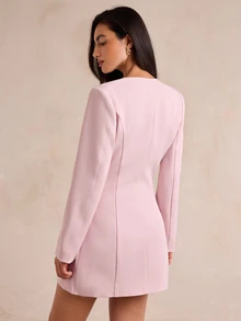 Enchnt Premium Pre-Fall Romantic Women's Elegant Pink Slimming Short Dress,Work Outfits,Formal Wear,Office Outfits,Festival Outfits,Birthday Dress - Pink - View 6