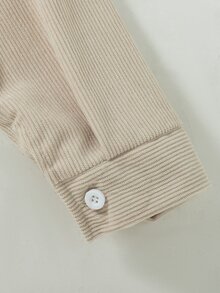 SHEIN 青少年女孩桃色輕量防曬襯衫，秋季、假期、旅行、學校休閒端莊款 - 米色 - 查看 8