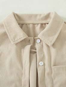 SHEIN 青少年女孩桃色輕量防曬襯衫，秋季、假期、旅行、學校休閒端莊款 - 米色 - 查看 7