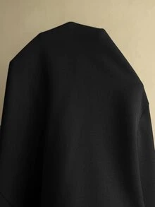 Elaquor 大尺碼優雅通勤短袖西裝外套 - 黑色 - 查看 8