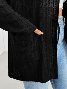 Shapeblank Chaqueta de manga larga de unicolor simple y normal de talla grande, estilo casual, otoño rodeo - Negro - Ver 7