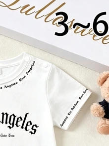 2pcs Baby Boy Street Style English Letter Print Set, Suitable For Outings In Summer - Multicolor - View 6
