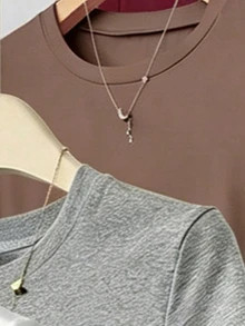 SHEIN 1 Pc Random Female Teen Short T-Shirt White Black Grey Jujube Red Hidden Blue Brown Daily Basic Vers - Multicolor - View 5