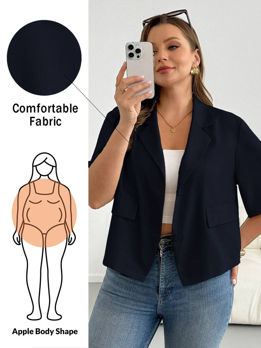 Shapeblank Plus Size Women Solid Color Casual Daily Blazer