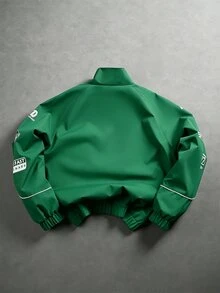Manfinity EMRG Men's Printed Casual Long Sleeve Outdoor Windbreaker Jacket, Long Sleeve Racing Jacket - Green - View 2