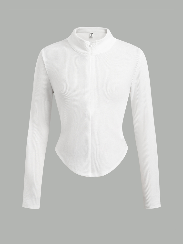 SHEIN Girlism Tween Girl Tween Girl Tween Girl Tween Girls Knitted White Collared Long Sleeve Casual T-Shirt - White - View 5