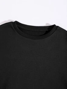 SHEIN Unity Thermal Lined Solid Sweatshirt With Joggers - Black - View 5