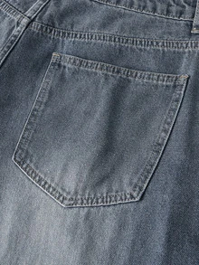 SWAVVY Men's Washed Vintage Distressed Letter Graphic Denim Jeans - Blue - View 6